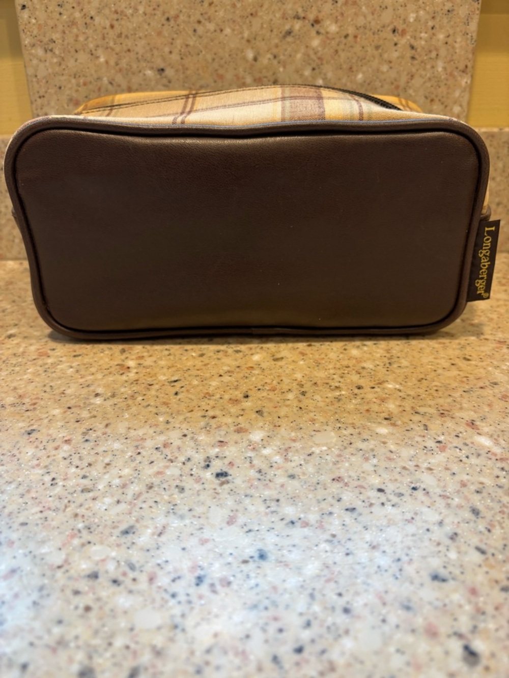 Longaberger Brown Plaid Men's Travel Dopp Kit - Toiletries Bag